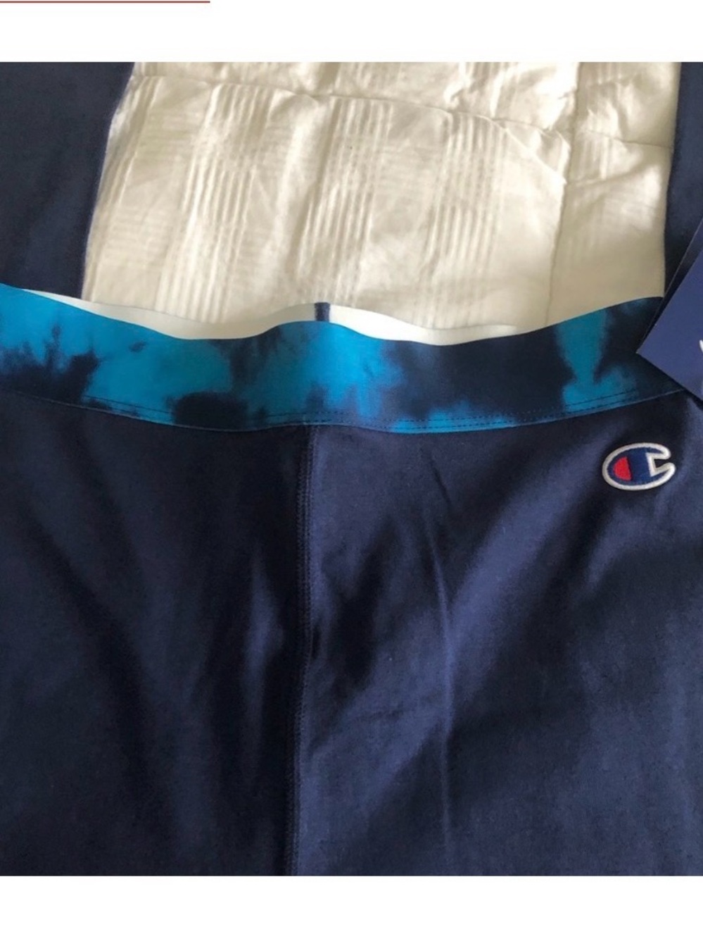New Champion Navy Leggings with Blue Tie-Dye Waistband